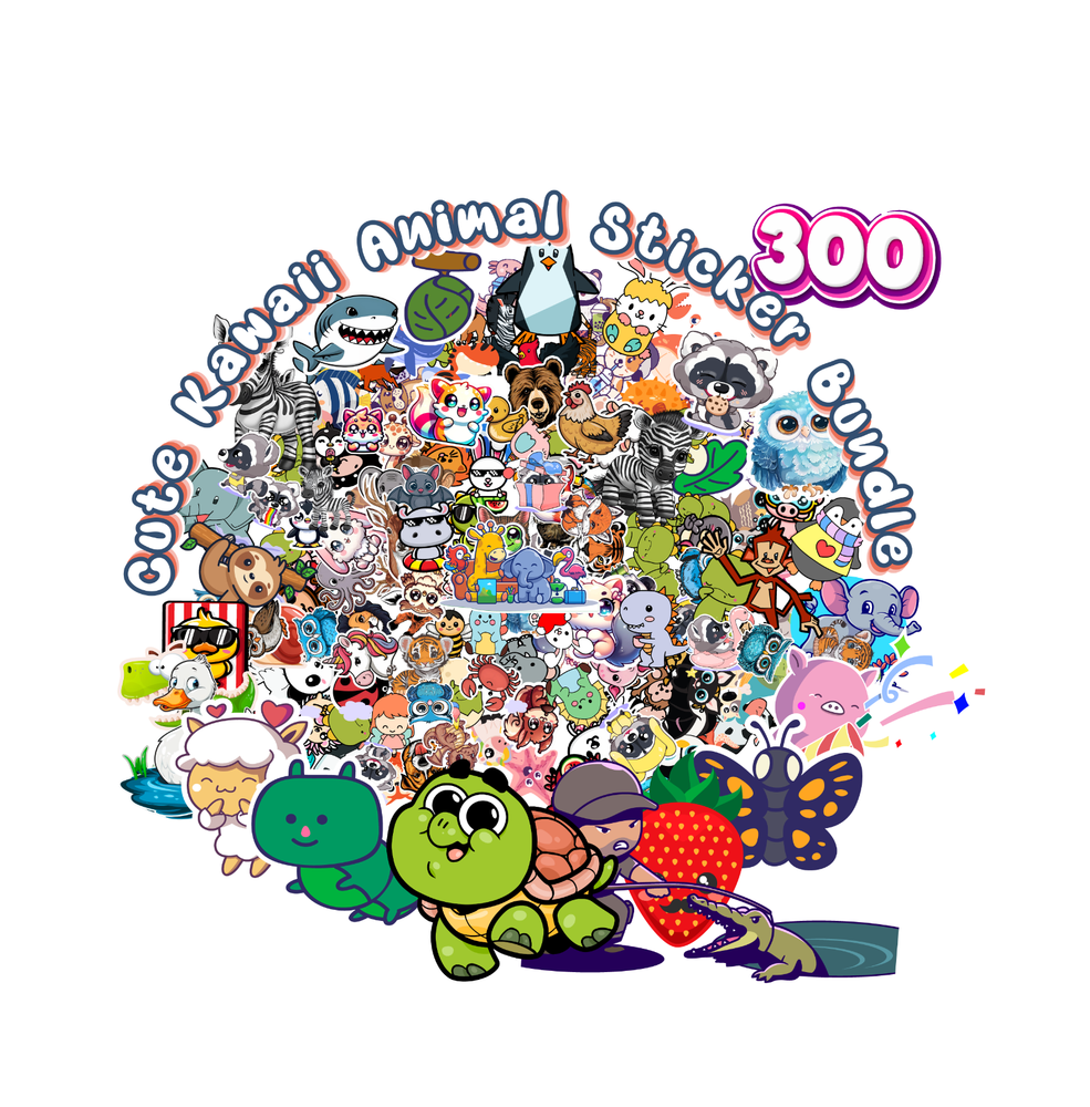 300PCS  Animal-Themed Vinyl Sticker Pack – Cute, Fun & Kid-Friendly | All Ages!