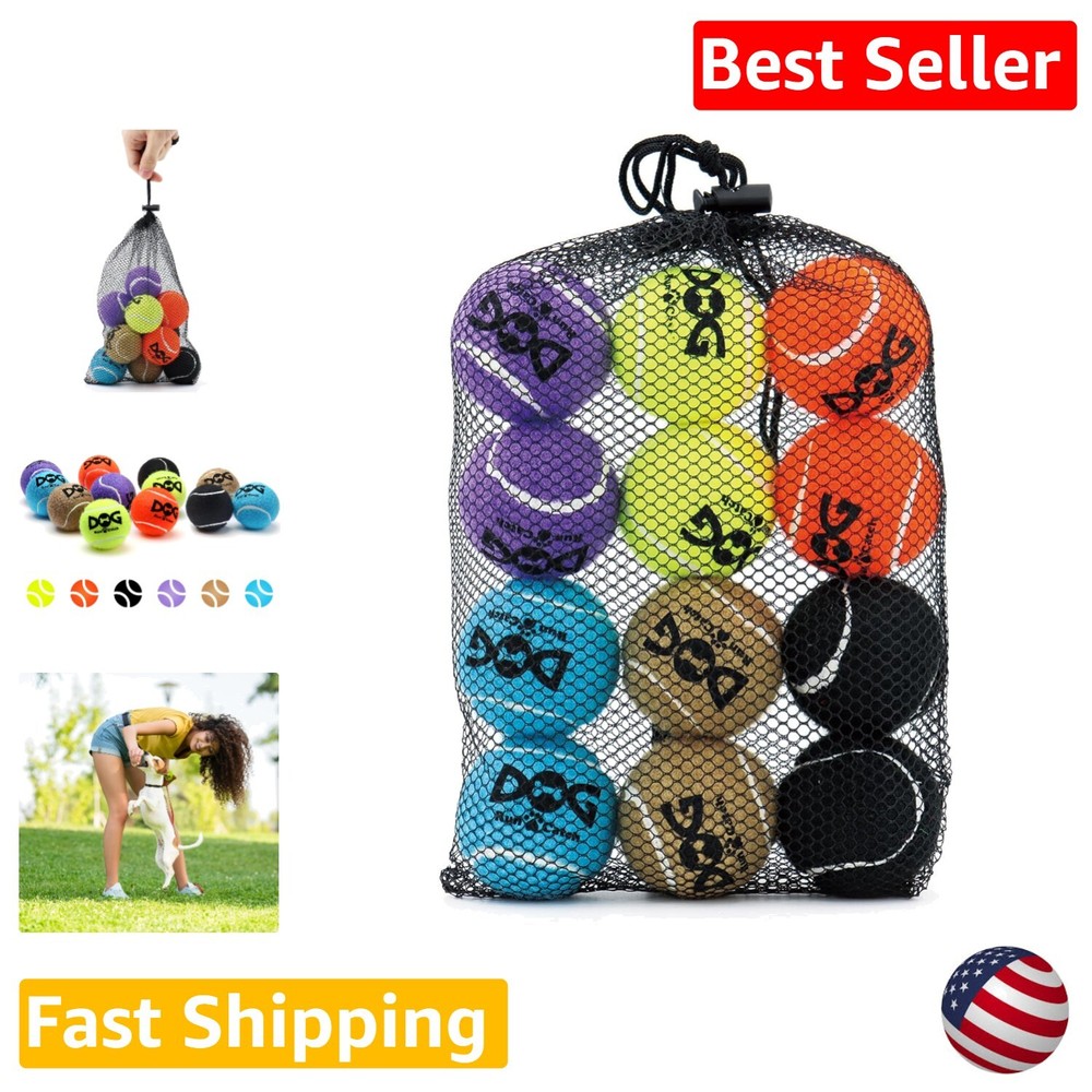 Colorful Dog Tennis Balls - 12 Pack, 2.0 inch, Easy Catching, Multi Colors