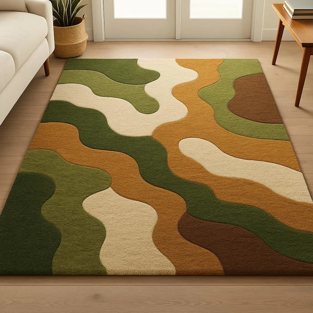 New Modern Hand Tufted Nz Wool Rug Color Multicolor Handmade Design Carpet Rug