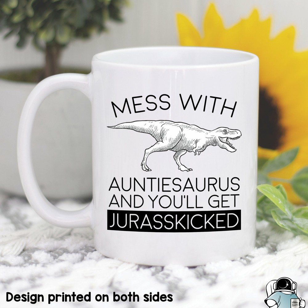 Auntie Mug Dinosaur Themed Gift for New Aunts Birthday