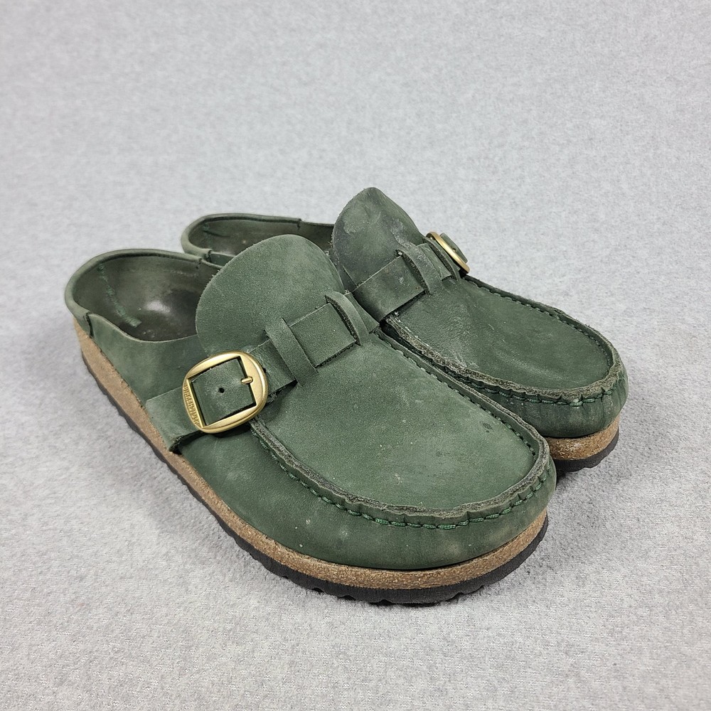 Birkenstock Buckley Green Suede Leather Clogs Size 39 Women’s 8.5 St. Paddy's