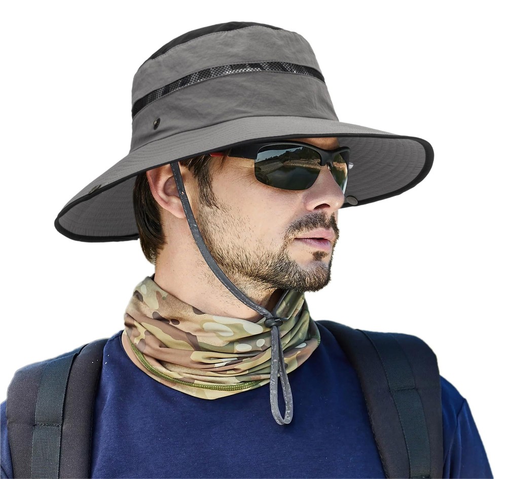 Men's Beach-Sun-Hat UPF50+ Wide-Brim Sun-Protection Mesh-Fishing Hat Outdoor ...