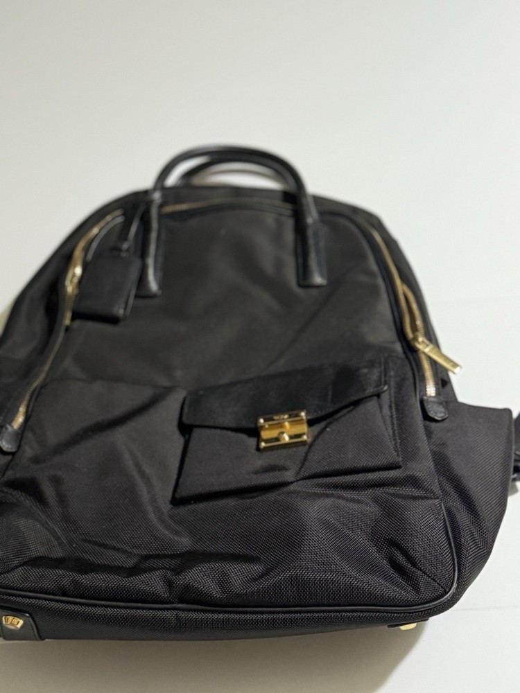 Tumi Larkin Portola Convertible Backpack in Black Gold Ballistic Nylon 16x13 Inches