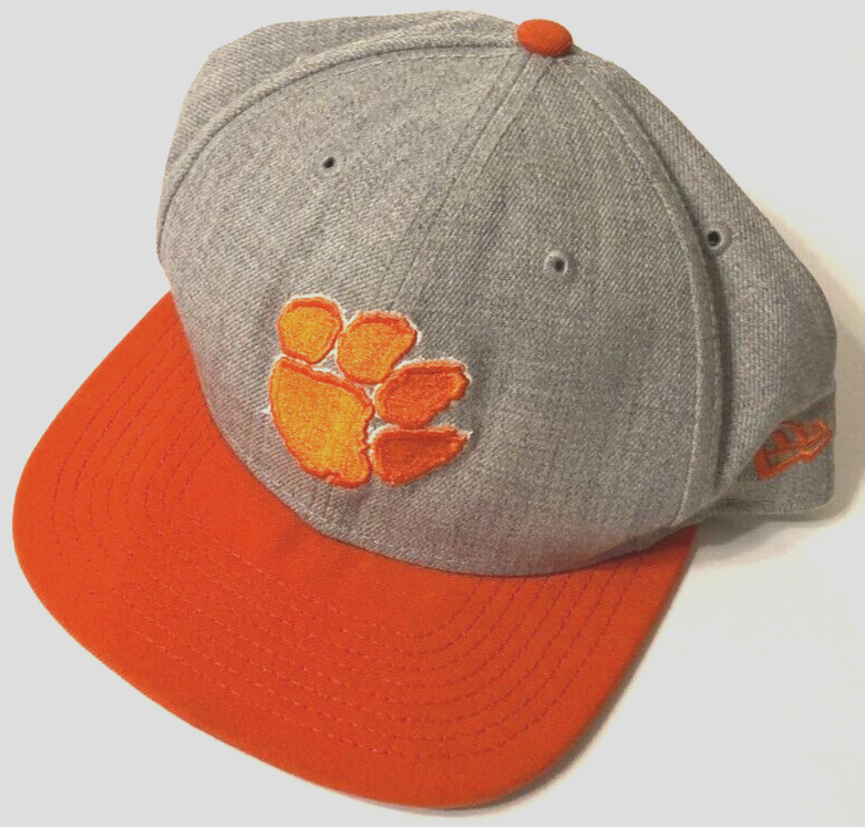Clemson Tigers Team Logo Football NCAA Sewn Gray Orange ACC Cap Hat One Size