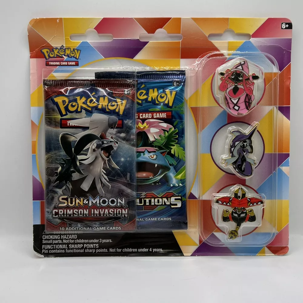 Pokémon 2 Pack Blister XY and Crimson Invasion plus pins (2) & 2 single packs
