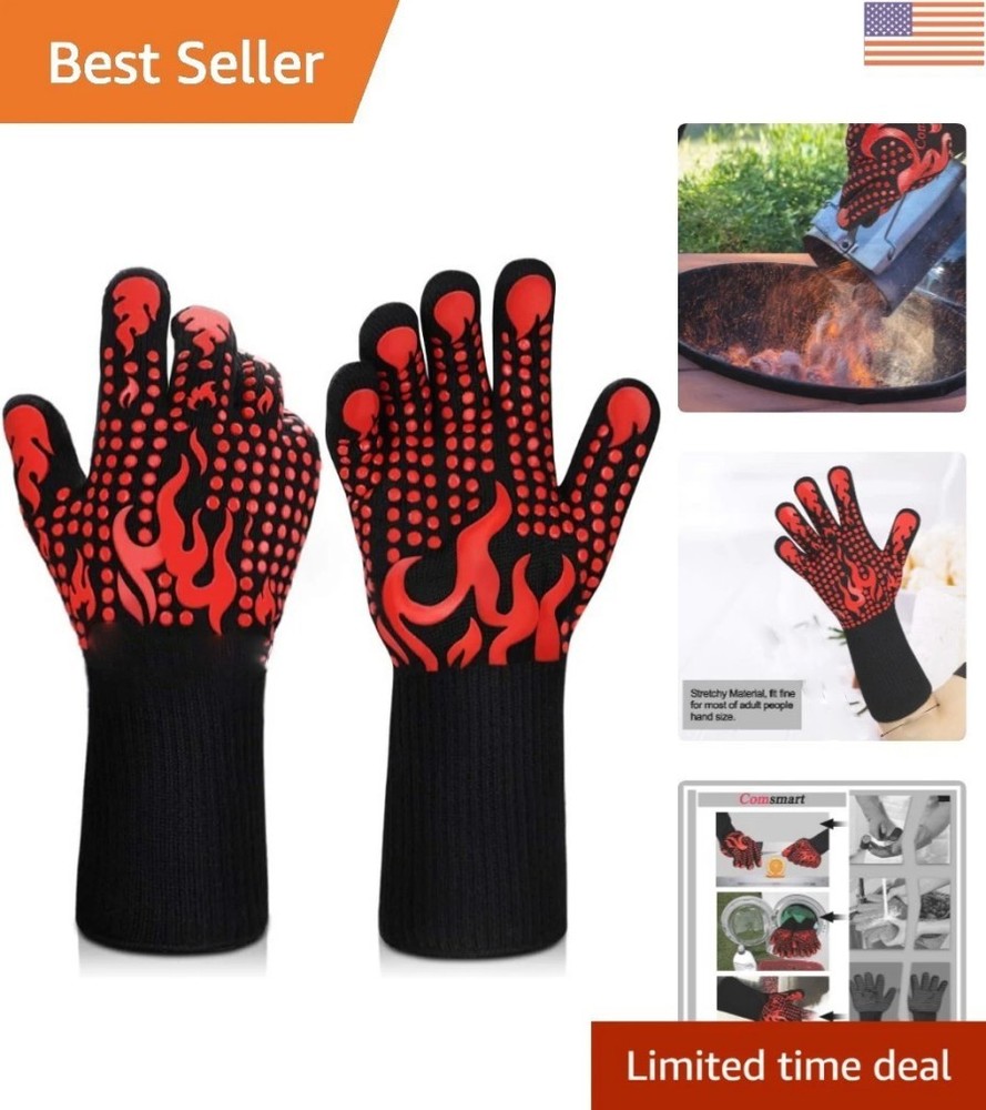 Aramid Heat Resistant Grill Gloves 1472°F Dual-Layer BBQ Cooking Mitts*