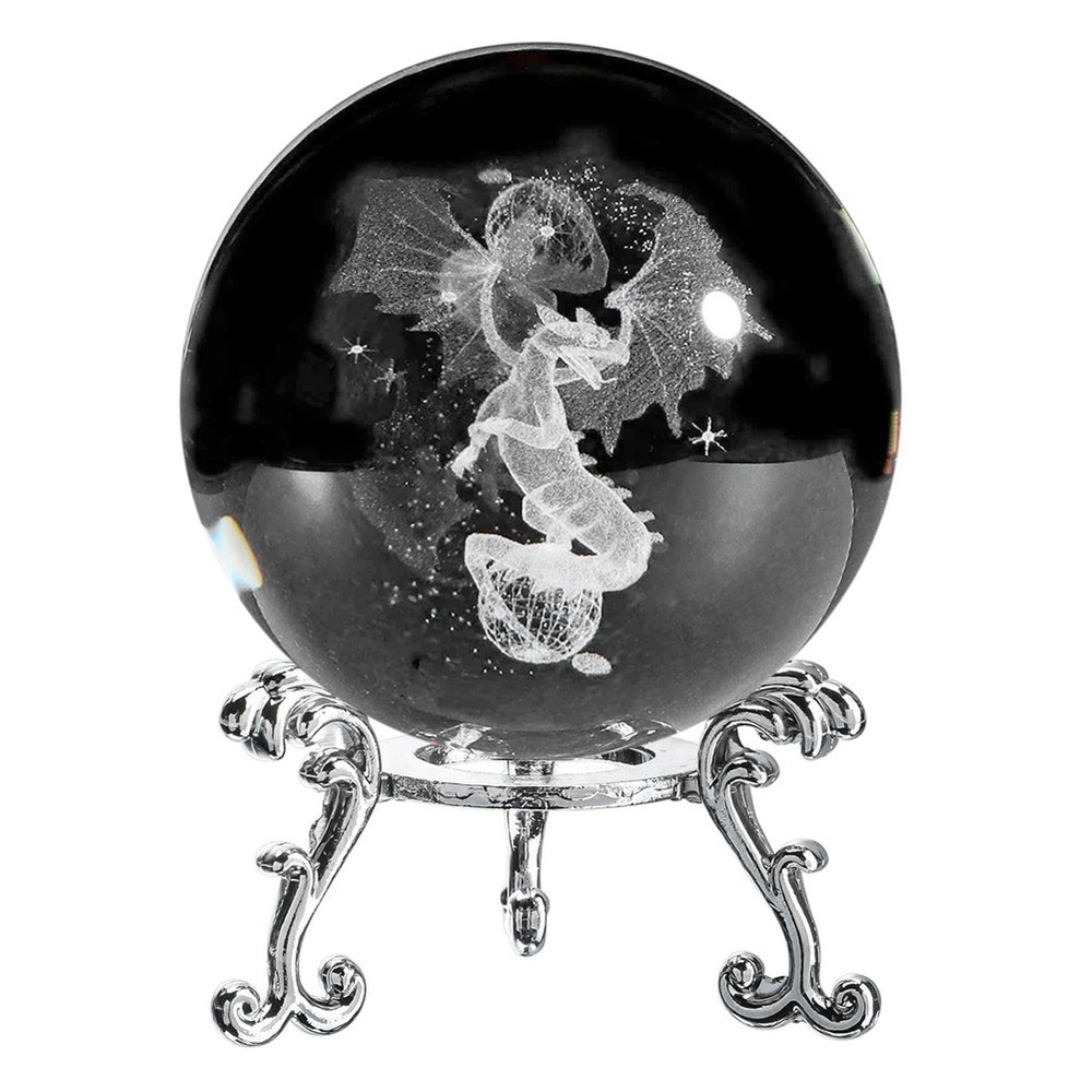 3D Laser Engraved Starry Crystal Decorative Ball Figurine 60mm Glass Sphere7043