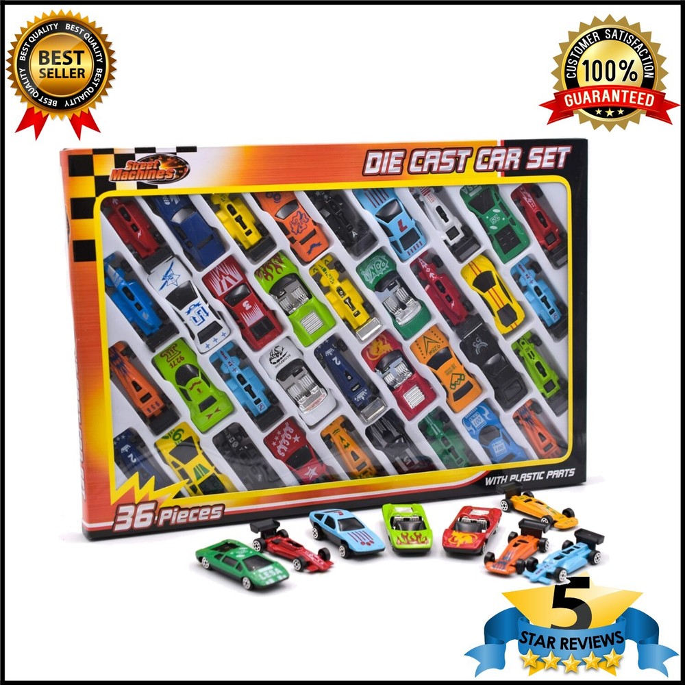 36 Piece Die Cast Metal Toy Cars Diecast Mini Racing Vehicles for Kids, Conve...