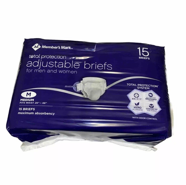Members Mark Adjustable Briefs for Women & Men Medium 4-Pack $40-image