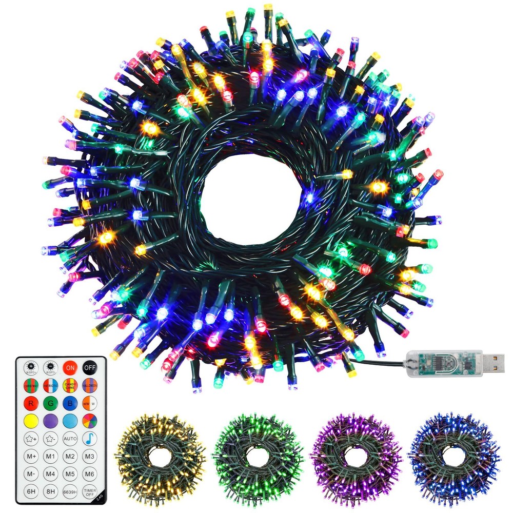 Christmas String Lights 150 LED, APP adjusts brightness change speed, with re...