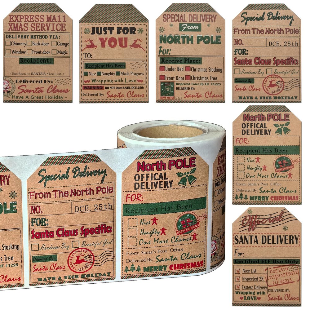 from Santa Gift Tag Stickers, Self-Adhesive Christmas Labels for Gift Wrappin...