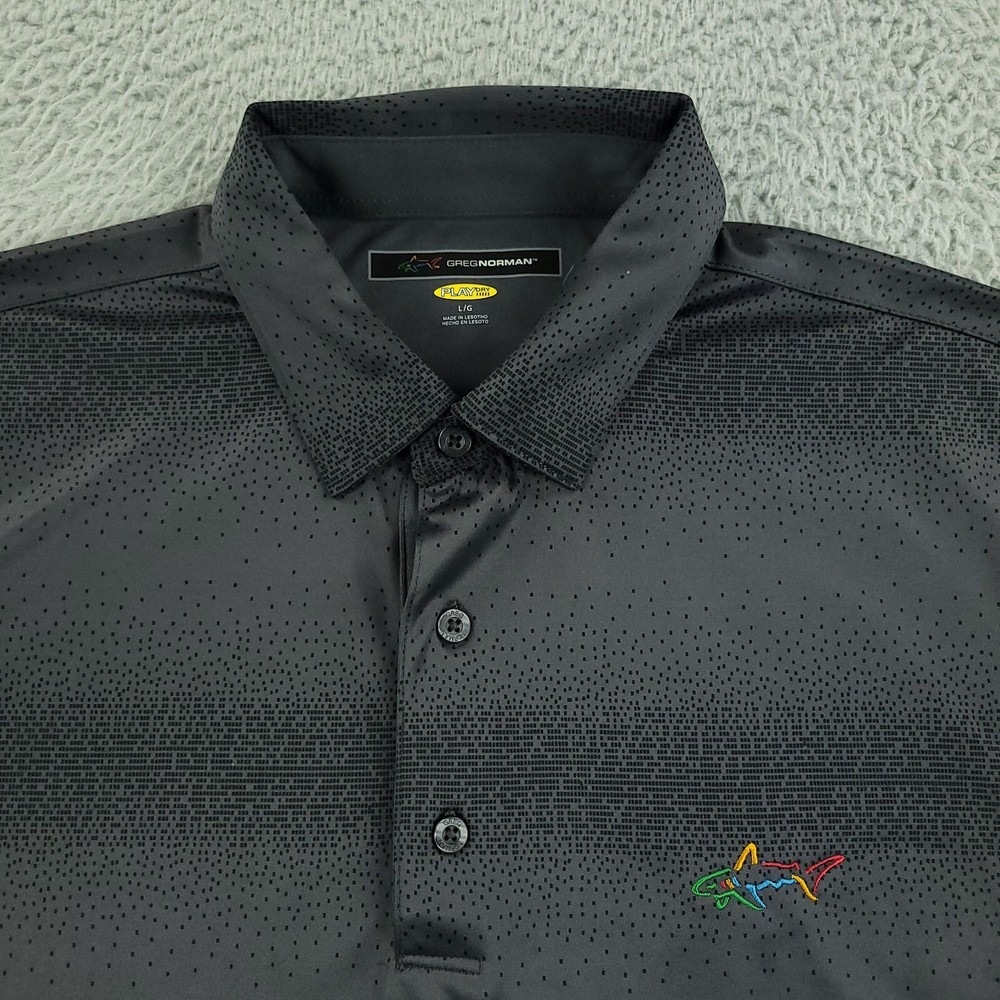 Greg Norman Polo Shirt Mens Large Gray Play Dry Golf Business Casual Outdoor
