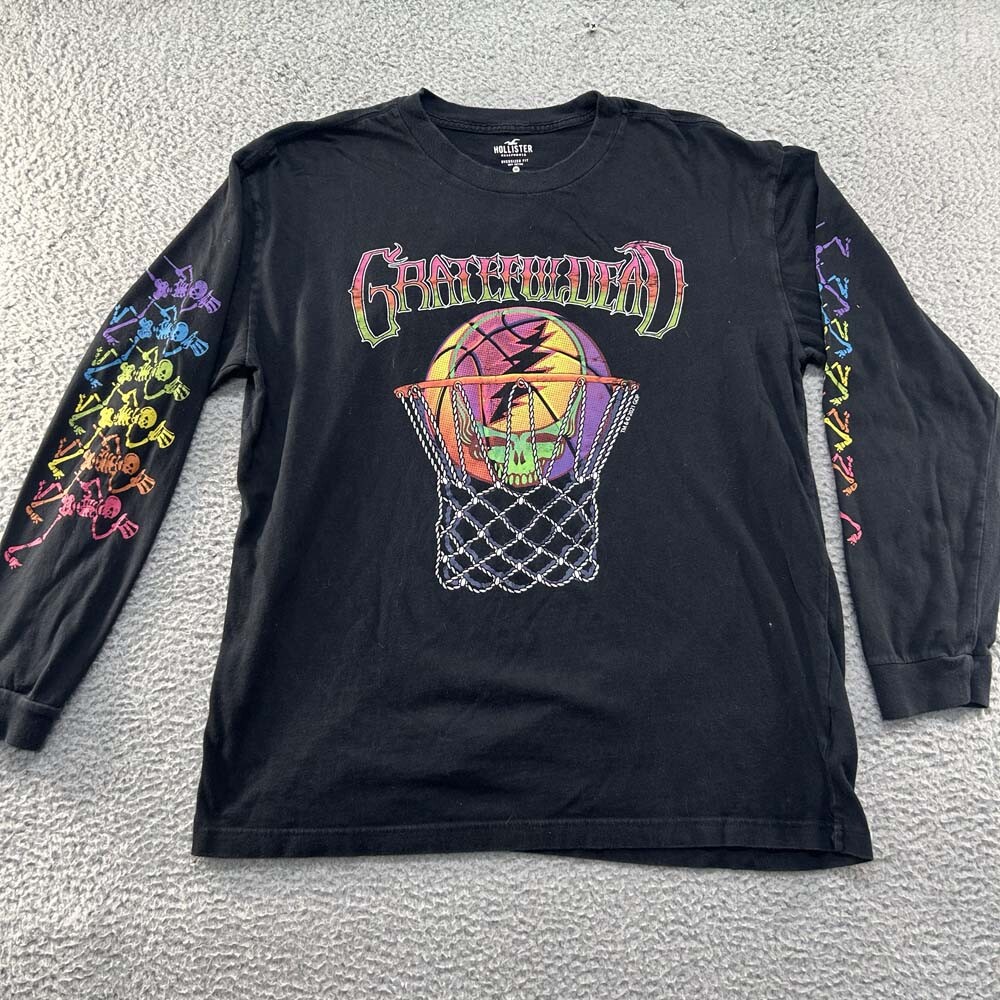 Gratefull Dead T-Shirt Mens Medium Basketball Hoops Hollister Rainbow Graphic T