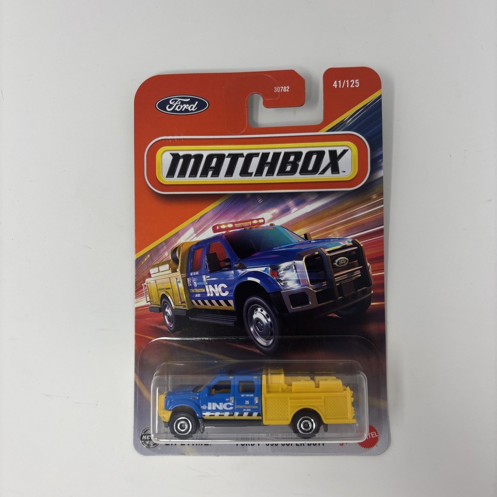 2025 Matchbox FORD F-550 SUPER DUTY #41☆blue/yellow; inc Construction☆MBX RESCUE