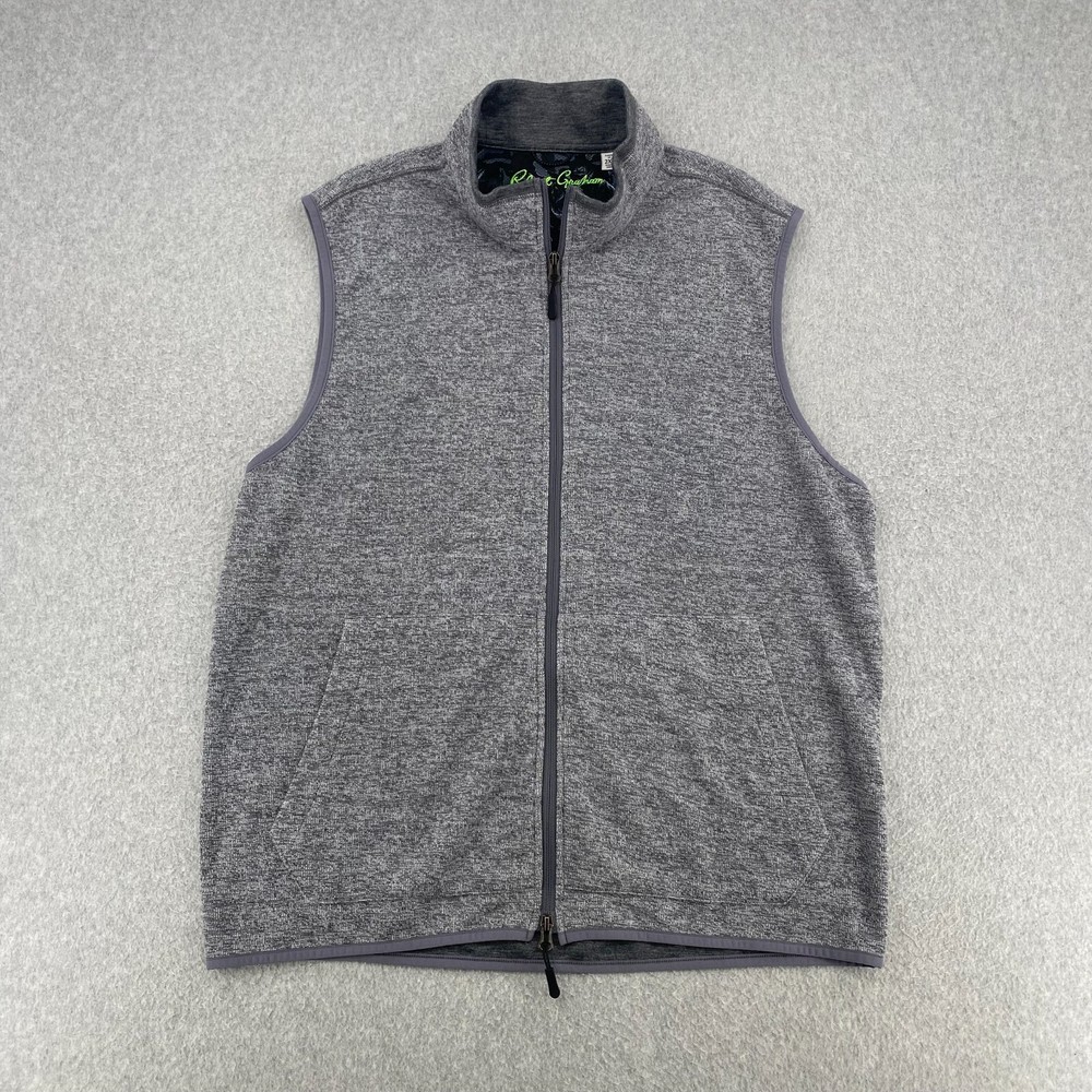 Robert Graham Vest Men's 2XL XXL Gray Full Zip Classic Side Pockets Lightweight