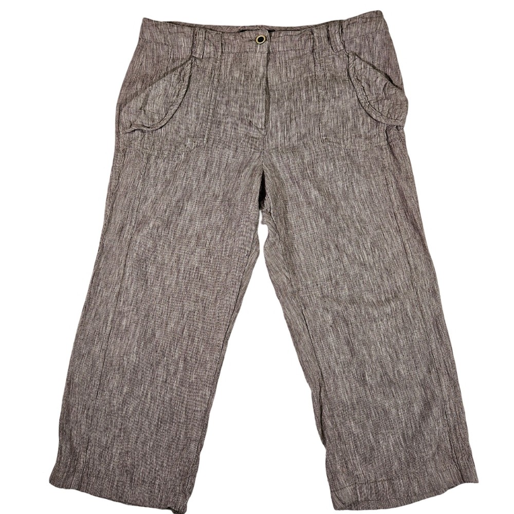 Sandro Sportswear Linen Straight Leg Capris, Brown, Size 10