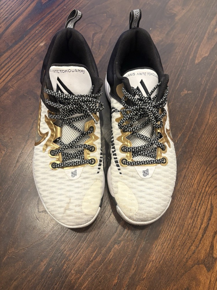 Nike Giannis Immortality Men's Basketball Sneakers White Gold Black Mesh Low Top