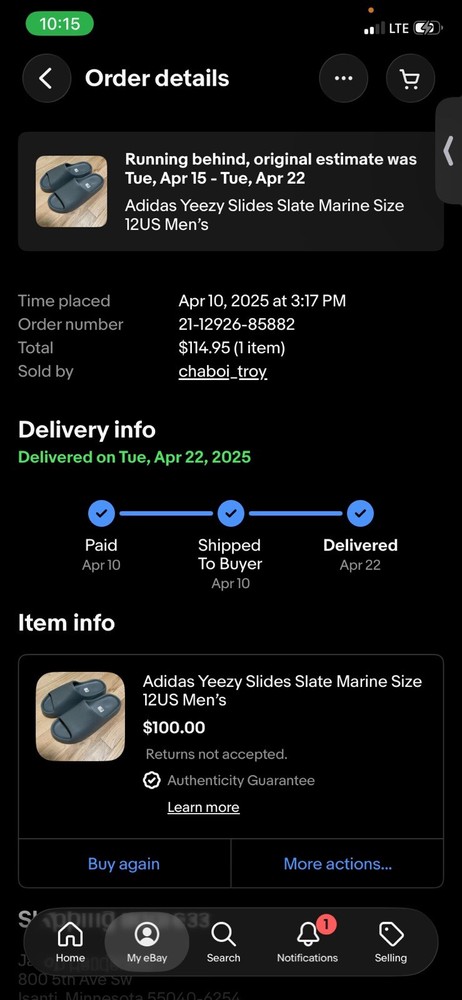 Adidas Yeezy Sandal Slides “Slate Marine” Size 12