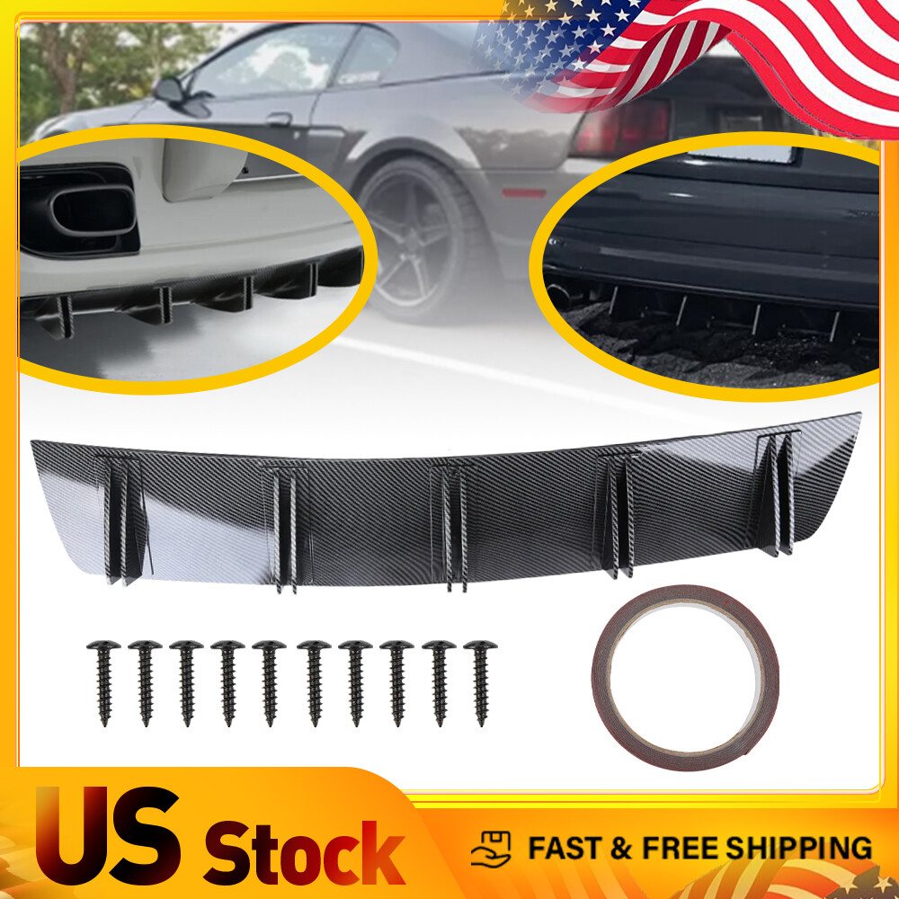 Fit Honda Rear Lip Bumper Diffuser Shark Splitter Fin Spoiler Wing Carbon Fiber