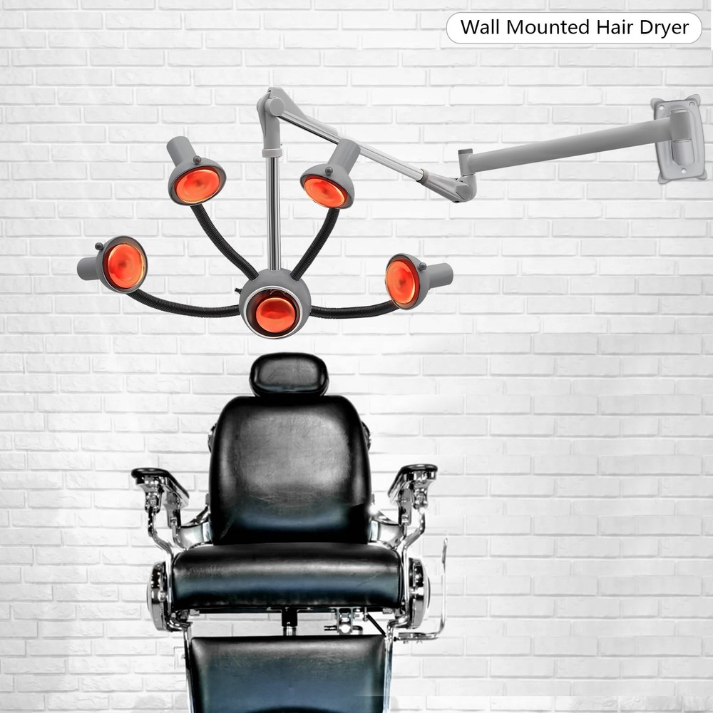 5 Head Hair Dryer Wall Mounted Hair Dryer with I nfrared Heat Bulbs 110V 750W
