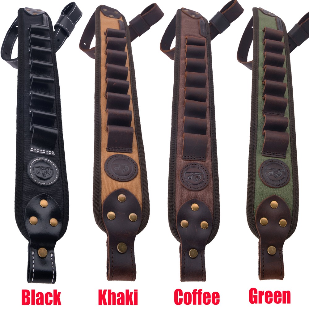 Leather Rifle Gun Sling with Shell Slots Holder Straps for .44 .30/30 .22LR 12GA