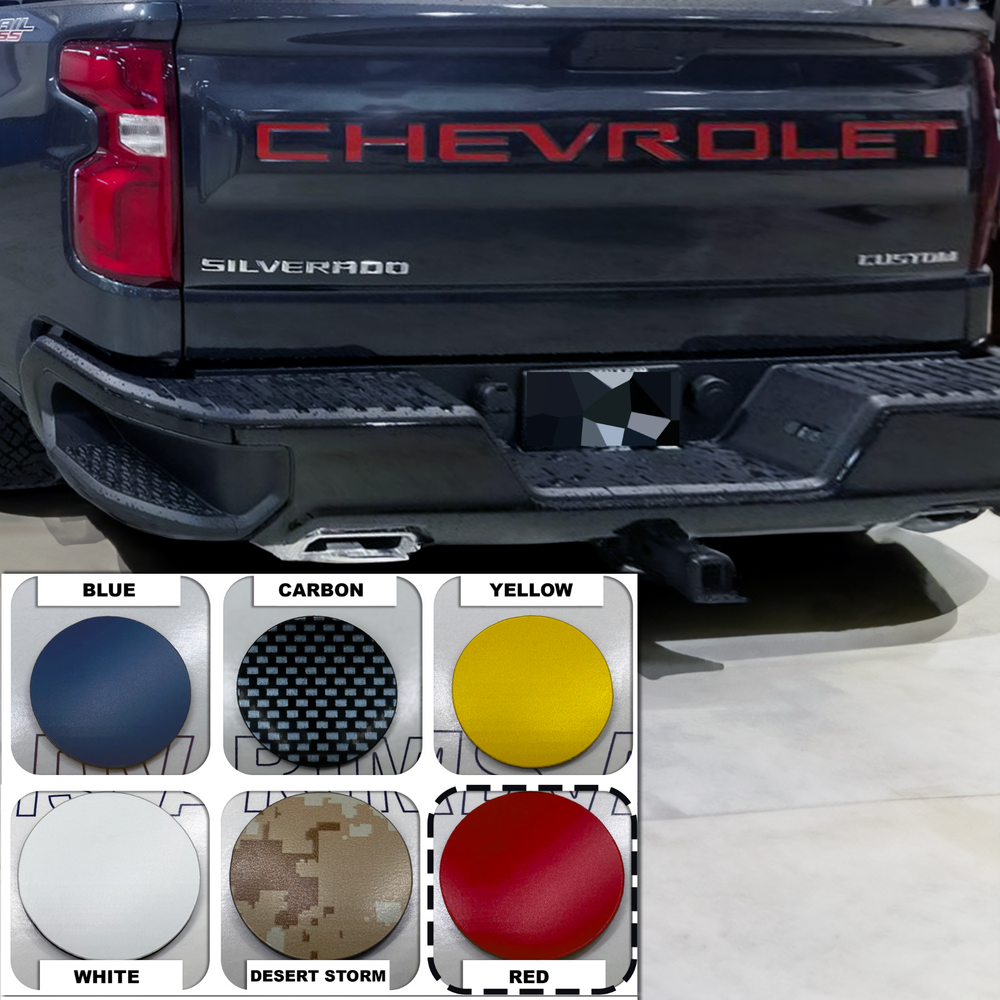 SET OF 2: Red Raised Tailgate + Grill Plastic Letters Inserts Silverado 19-2021