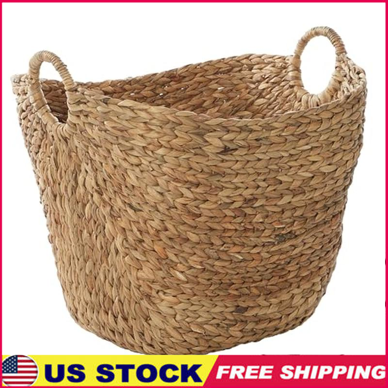 Handmade Seagrass Woven Storage Basket Large Organizer W/ Handles Home Brown New