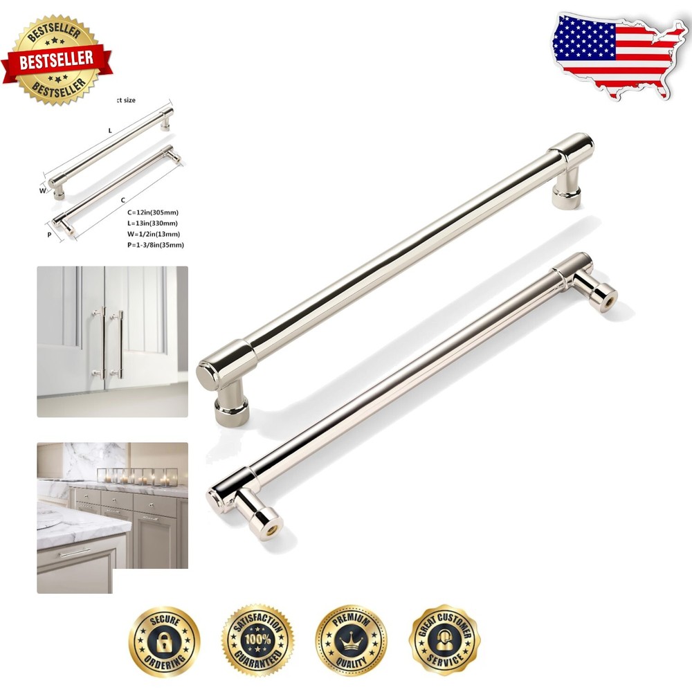 12-Pack Zinc Handle Pulls for Drawers & Cabinets - 12 Inch Versatile Hardware