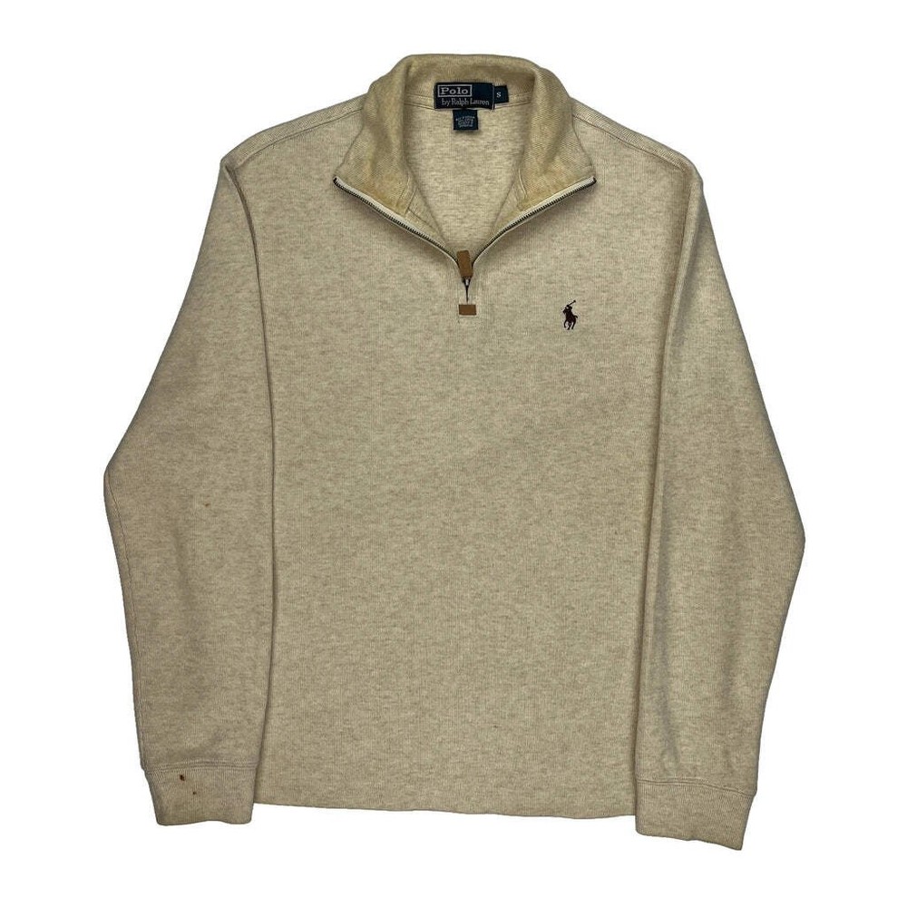 Polo By Ralph Lauren 1/4 Zip - Small Beige Cotton