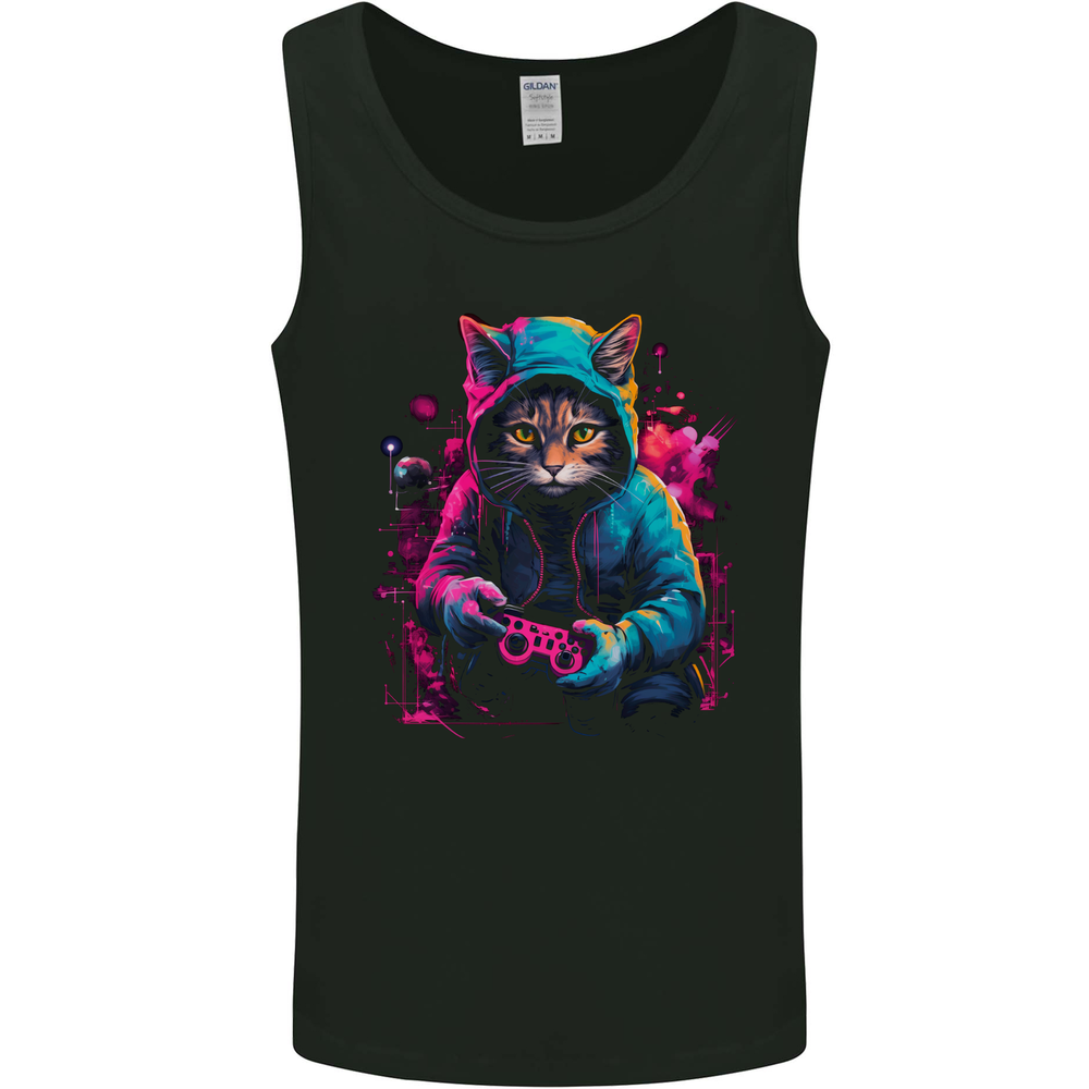 Gaming Cat Cool Gamer Video Games Mens Vest Tank Top