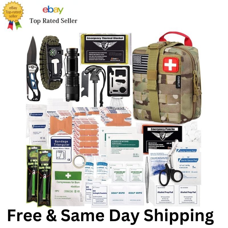 Everlit 250-Piece Survival First Aid Kit with EMT Molle Pouch in Camo