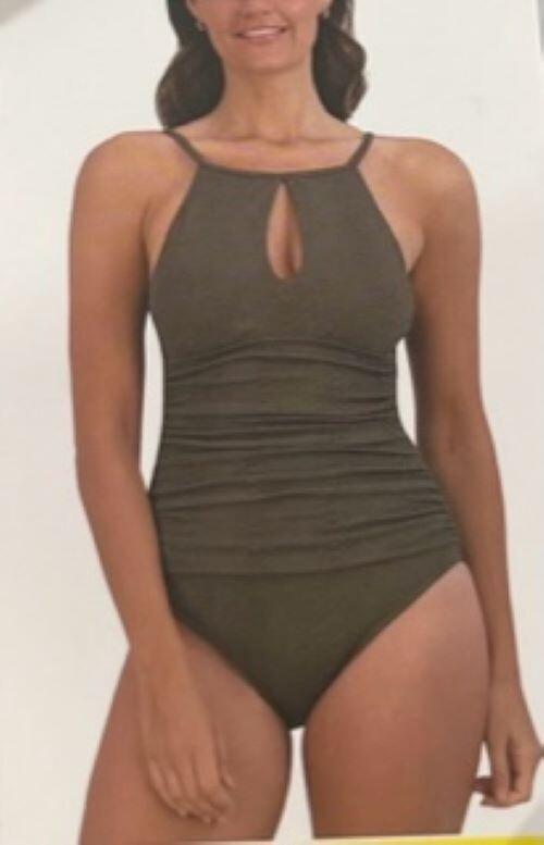 Jessica Simpson Women's Textured One-Piece Swimsuit, Green, Size S