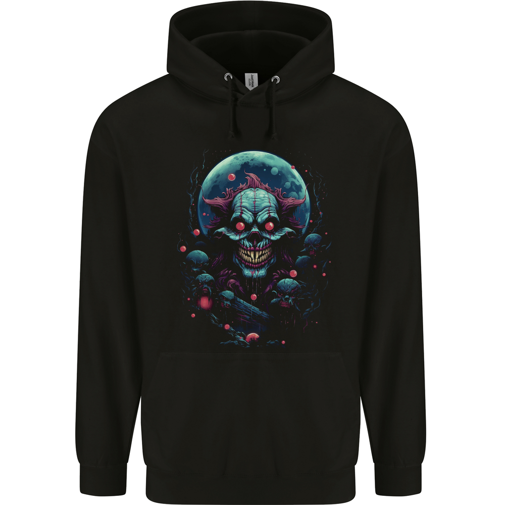 A Scary Clown in Front of a Full Moon Halloween Mens 80% Cotton Hoodie
