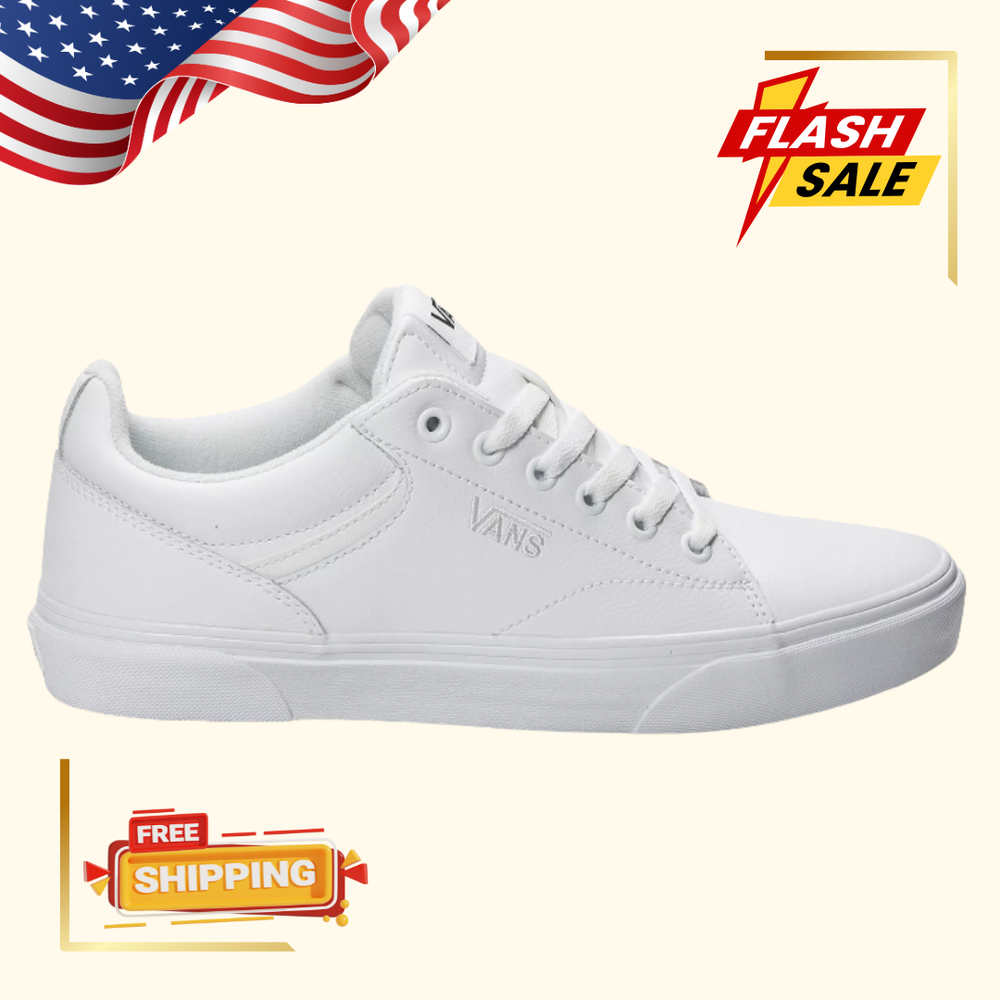 [FASH SALE] Vans Seldan Men's Leather Shoes White White-Medium D New-image