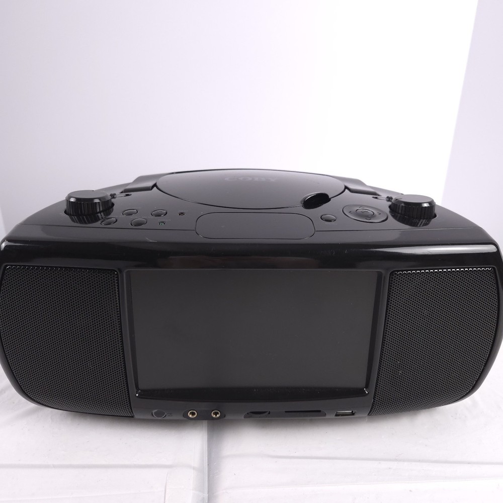 Coby Portable DVD Player Boombox TV AM/FM Radio TF-DVD777 No Remote Tested Works