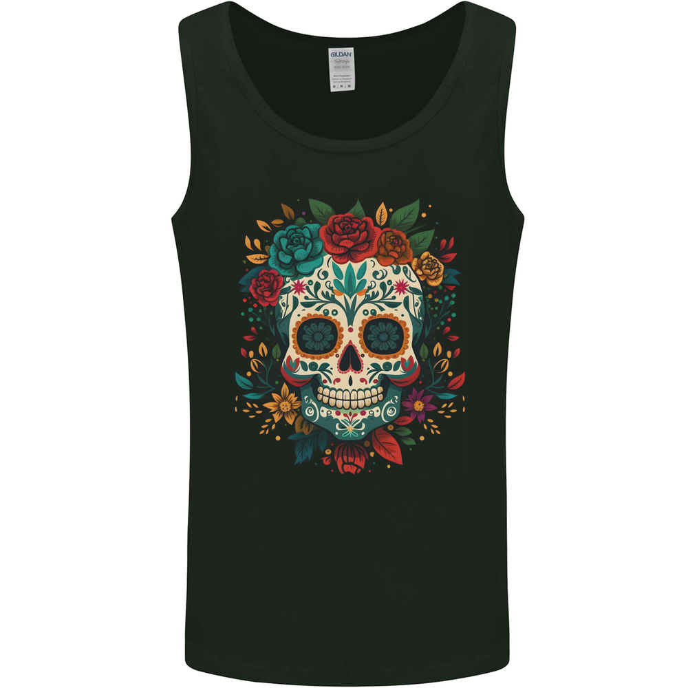 Sugar Skull DOTD Day of the Dead Mens Vest Tank Top