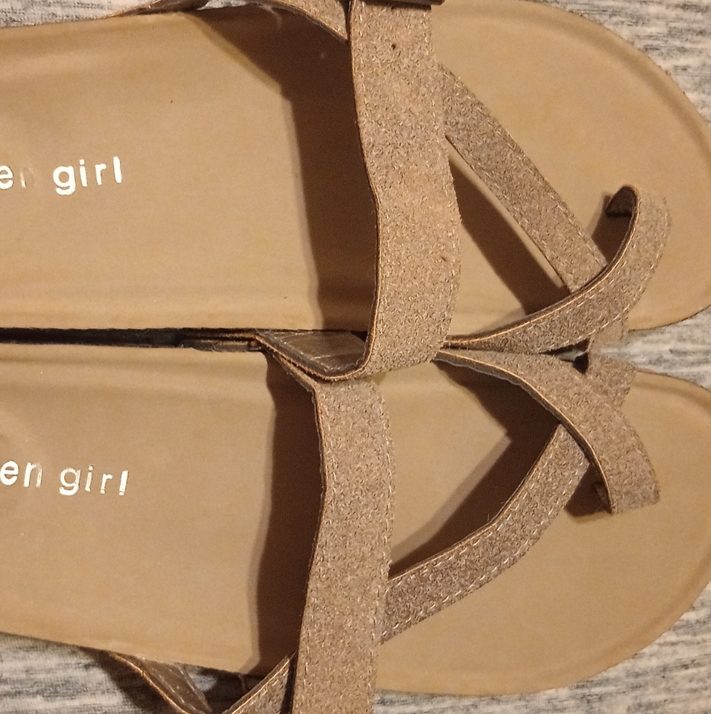 Madden Girl Women's Beige Strappy Buckle Flat Synthetic Sandals Casual Summer