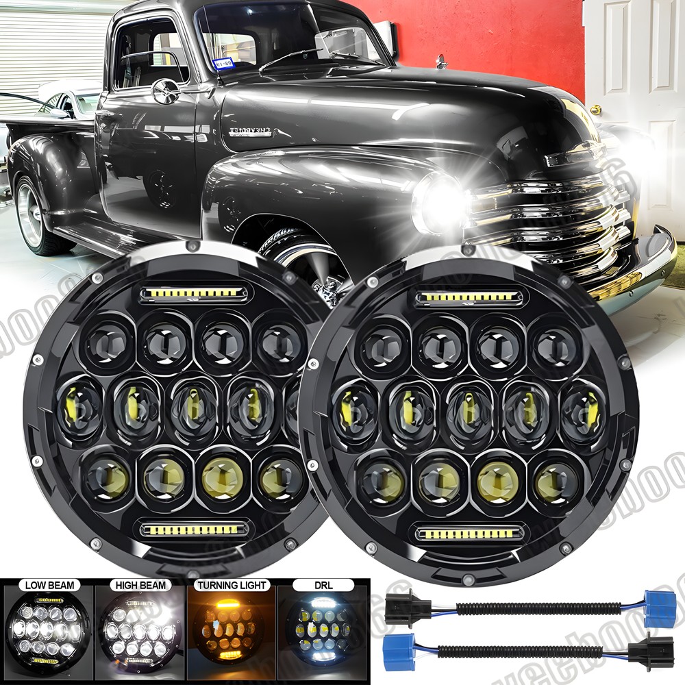 2PCS 7-Inch Round LED Headlights Hi/Lo Beam for 1947-1957 Chevy C10 C20 C30 Pickup Truck