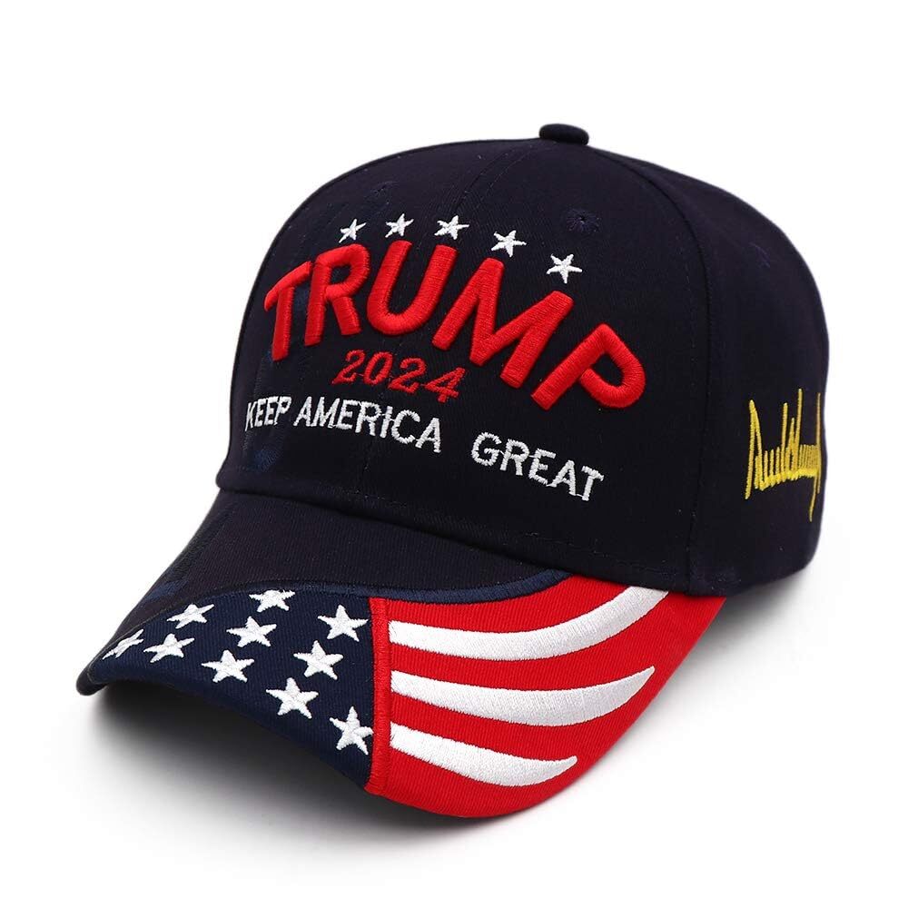 Trump Hat Donald Trump 2024 MAGA Hat Trump Merchandise Embroidery Blue