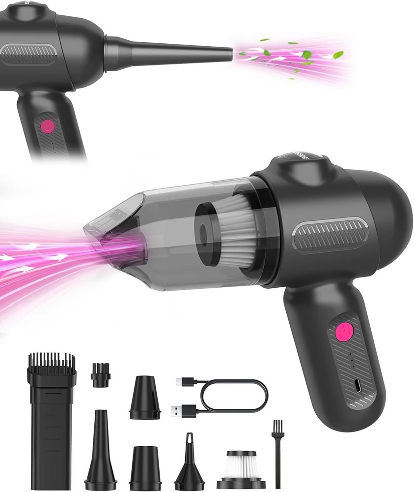 Car Vacuum V6 Pro, Cordless Handheld with 8000Pa Suction, Black