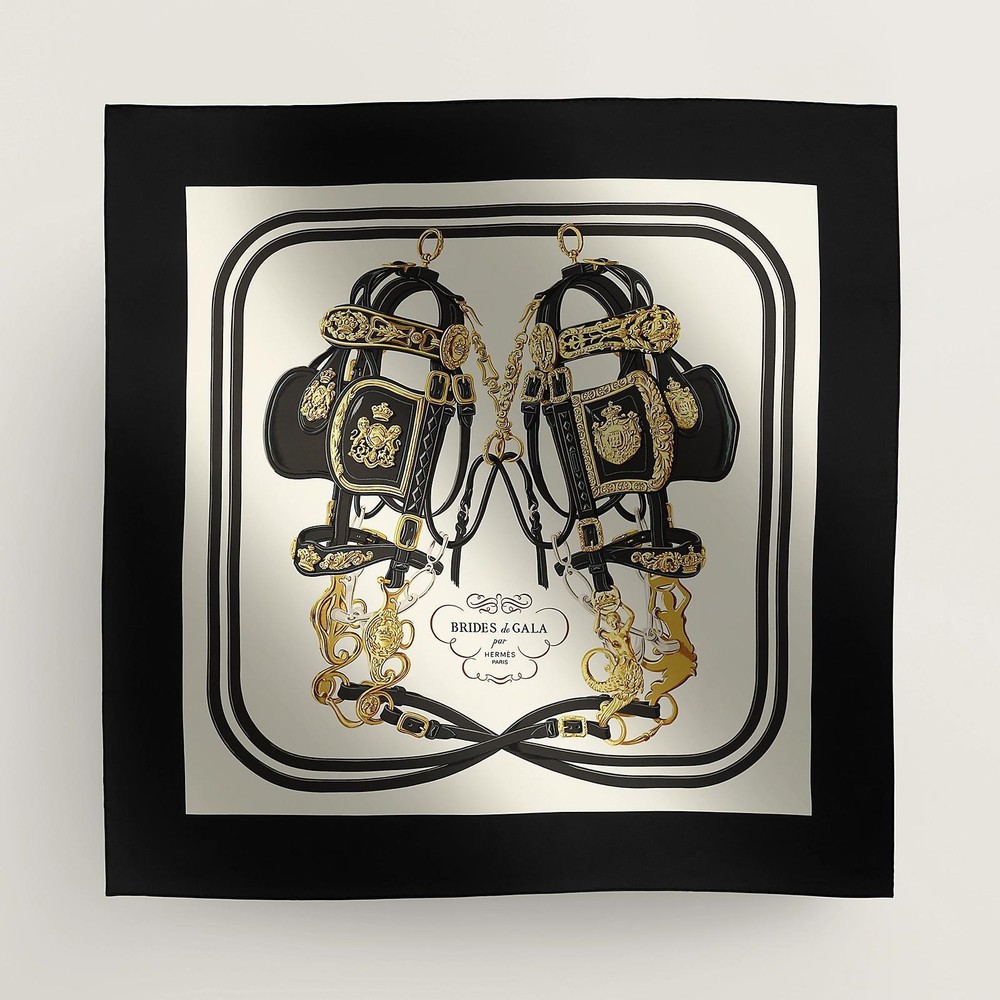 Luxury 18 Momme Twisted Edge Silk Scarf with Saddle Print 35 Inches
