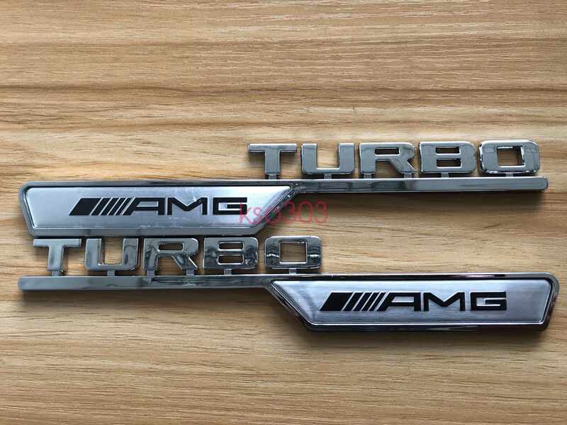 1x Set AMG Turbo Logo Car Sticker Fender Side Marker Emblem Badge Decorations