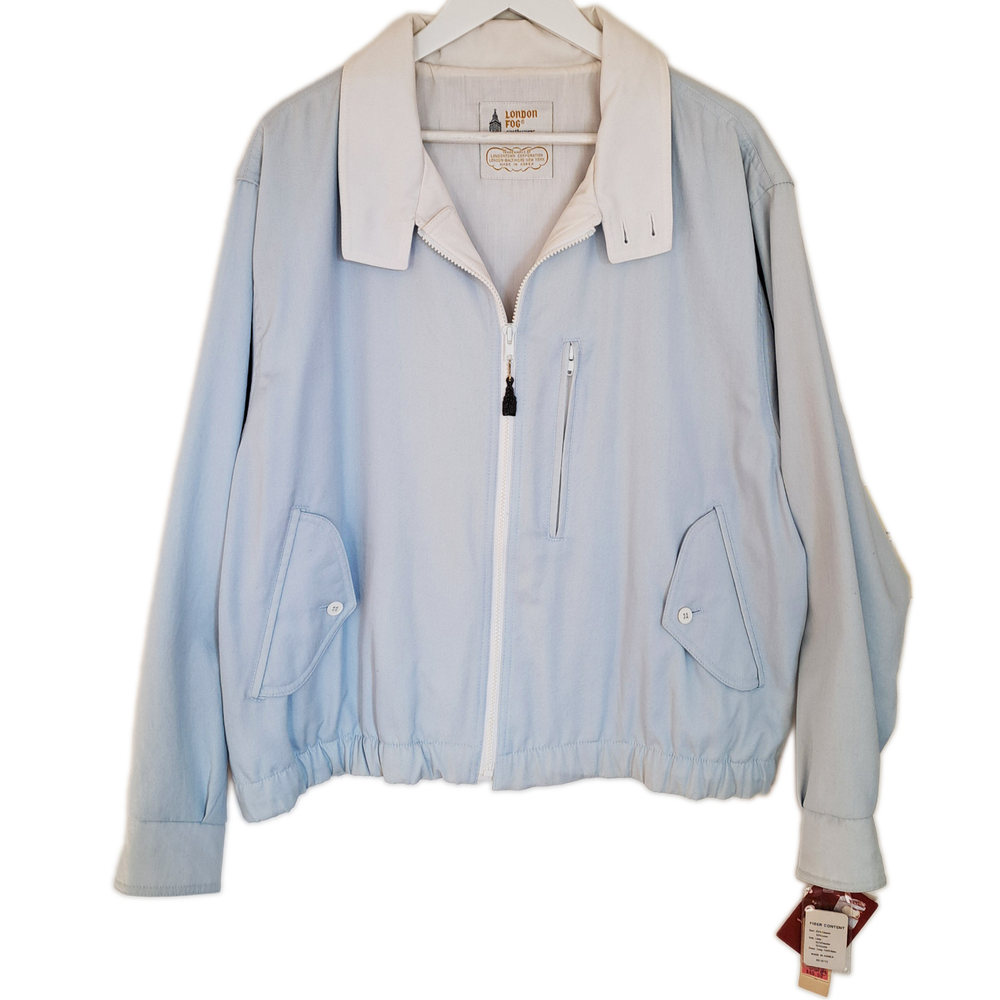 NWT Vintage London Fog Size 44 Blue Rain Bomber Jacket Coat New