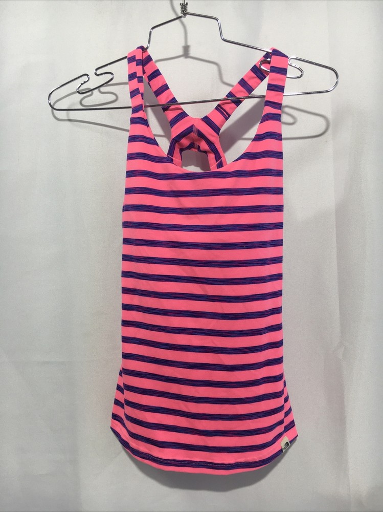 The North Face Womens XS Racerback Tank Top Sleeveless Shirt Stripes Pink Blue .
