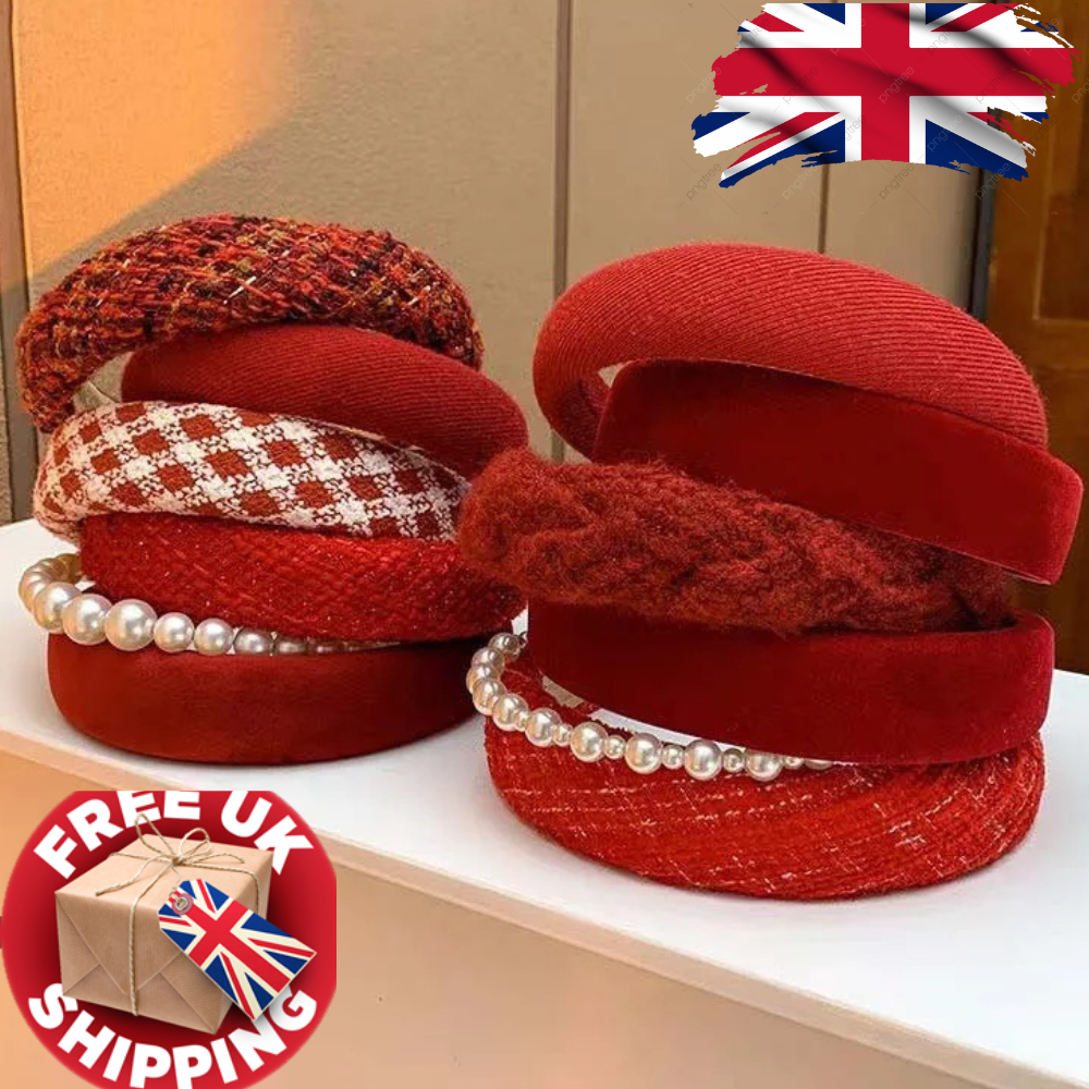 Vintage Red Velvet Padded Headband
