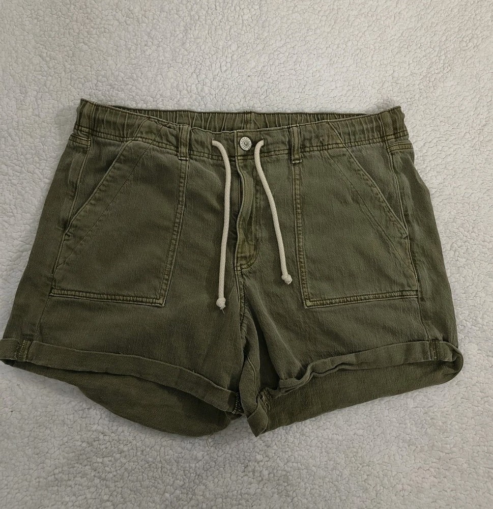American Eagle Olive Green Shorts Womens Size 16 Elastic Waist Drawstring Casual