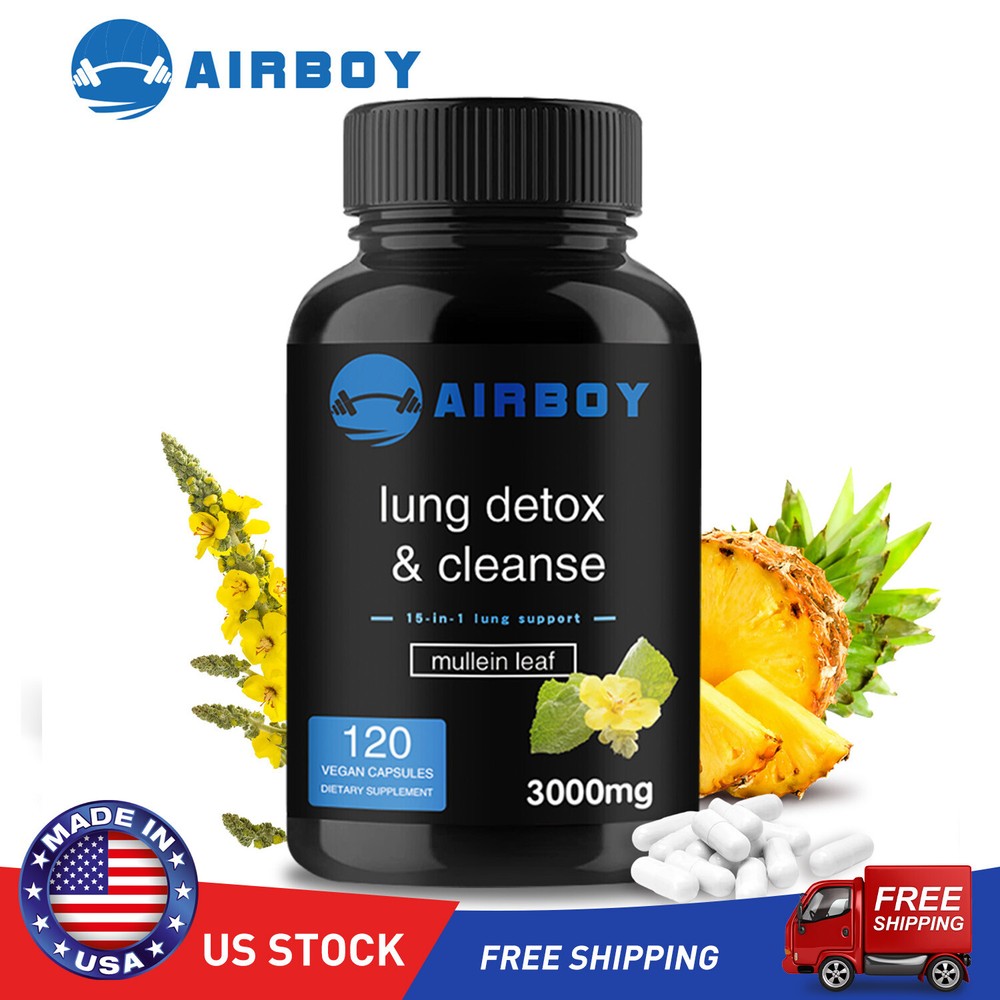 Lung Detox & Cleanse - Mullein Leaf,Quercetin,Bromelain-Healthy Lungs Supplement