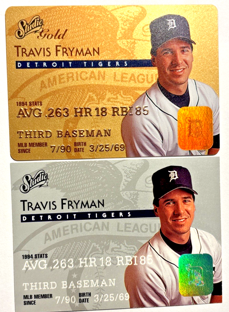 2 Card Lot Travis Fryman 1995 Studio Gold & Base #27