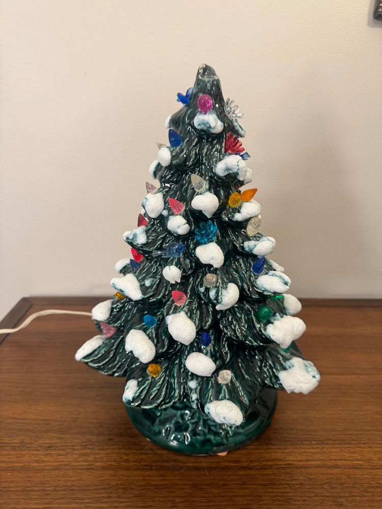 Ceramic Vintage Xmas Tree with Plastic Lights