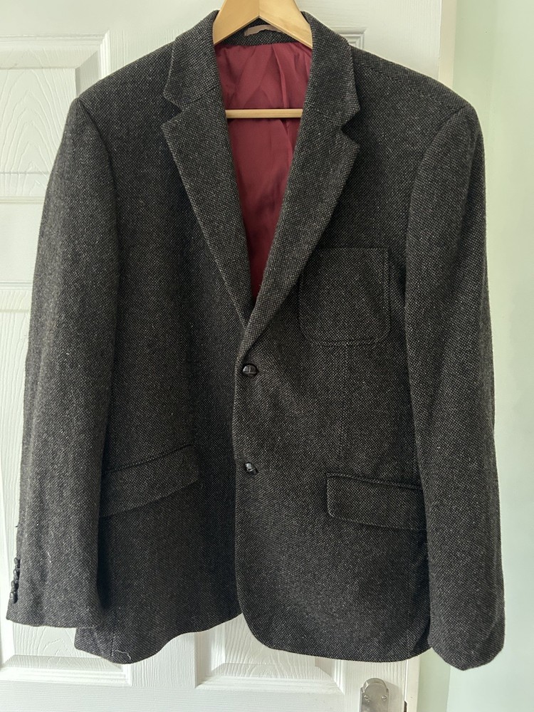 Howick Mens Tweed Blazer Wool Blend Sports Jacket Size 42R Brown Red Lining